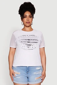 Womens Plus Size Free Spirit Graphic Mesh Top, White, Size 3X