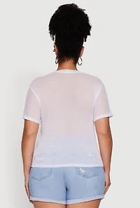 Womens Plus Size Free Spirit Graphic Mesh Top, White, Size 4X