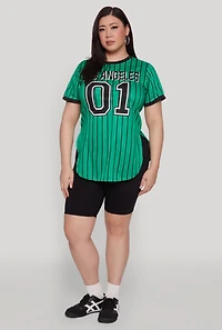 Womens Plus Los Angeles 01 Pinstripe Baseball Jersey,