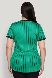 Womens Plus Los Angeles 01 Pinstripe Baseball Jersey,