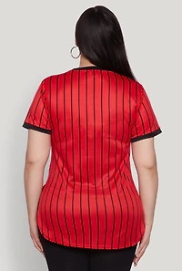 Womens Plus Los Angeles 01 Pinstripe Baseball Jersey, 3X