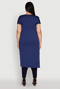 Womens Plus Side Slit Faith Over Fear Foil Graphic Maxi Tee,