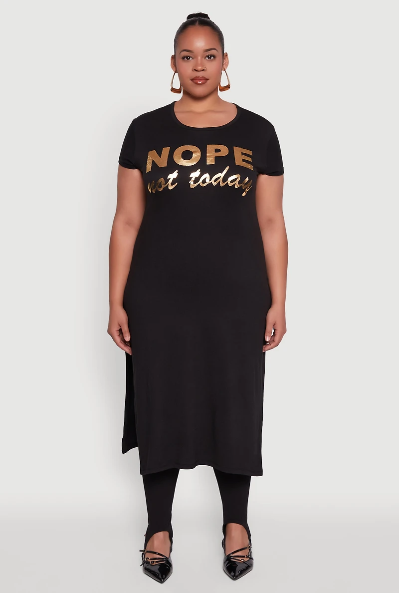 Womens Plus Nope Not Today Maxi Top, 1X