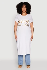 Womens Plus Size Nope Not Today Maxi Top, White, Size 4X