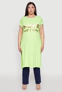 Womens Plus Nope Not Today Maxi Top, Green,