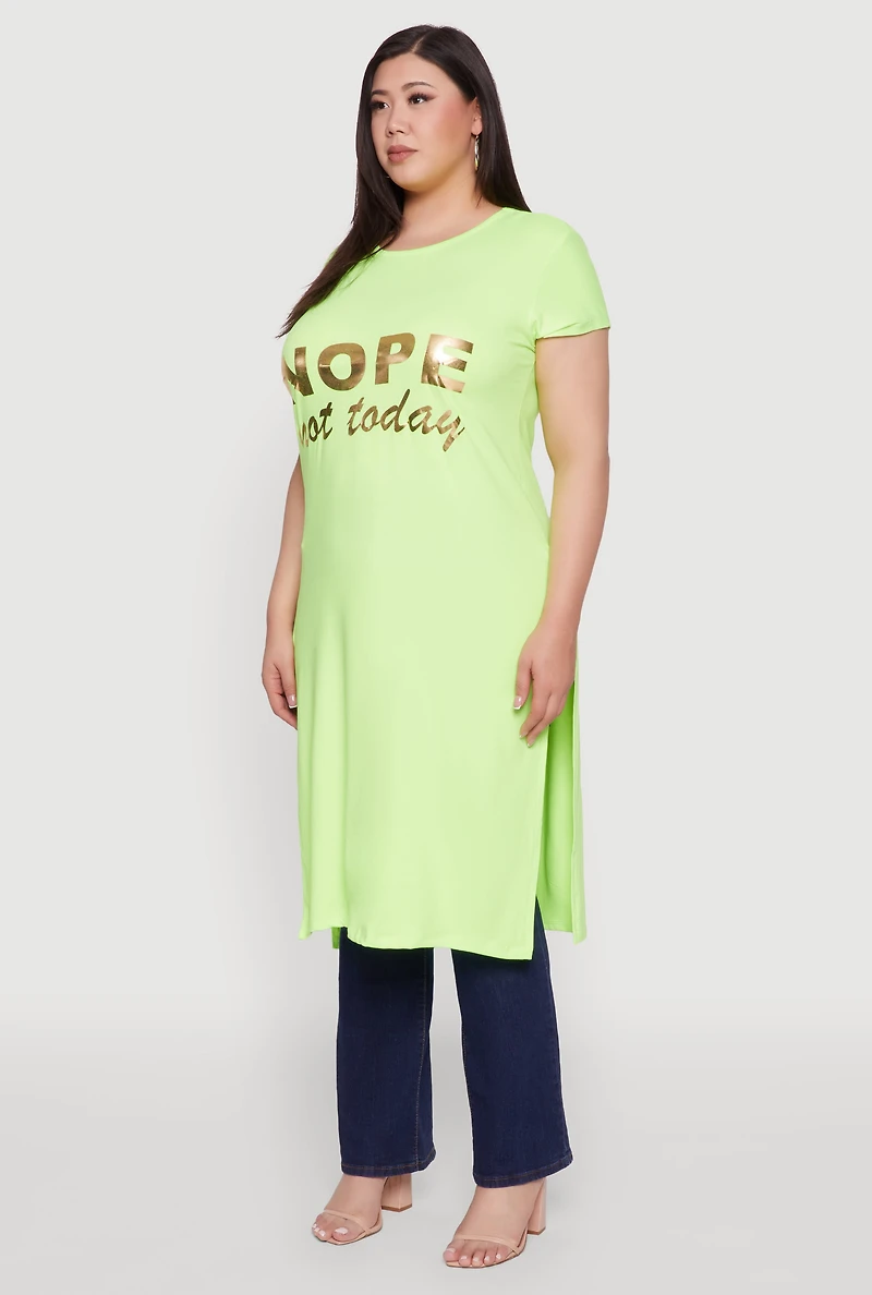 Womens Plus Nope Not Today Maxi Top, Green,