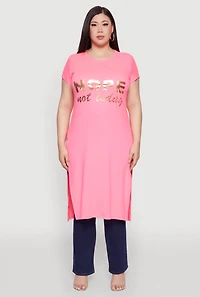 Womens Plus Size Nope Not Today Maxi Top, Pink, Size 4X
