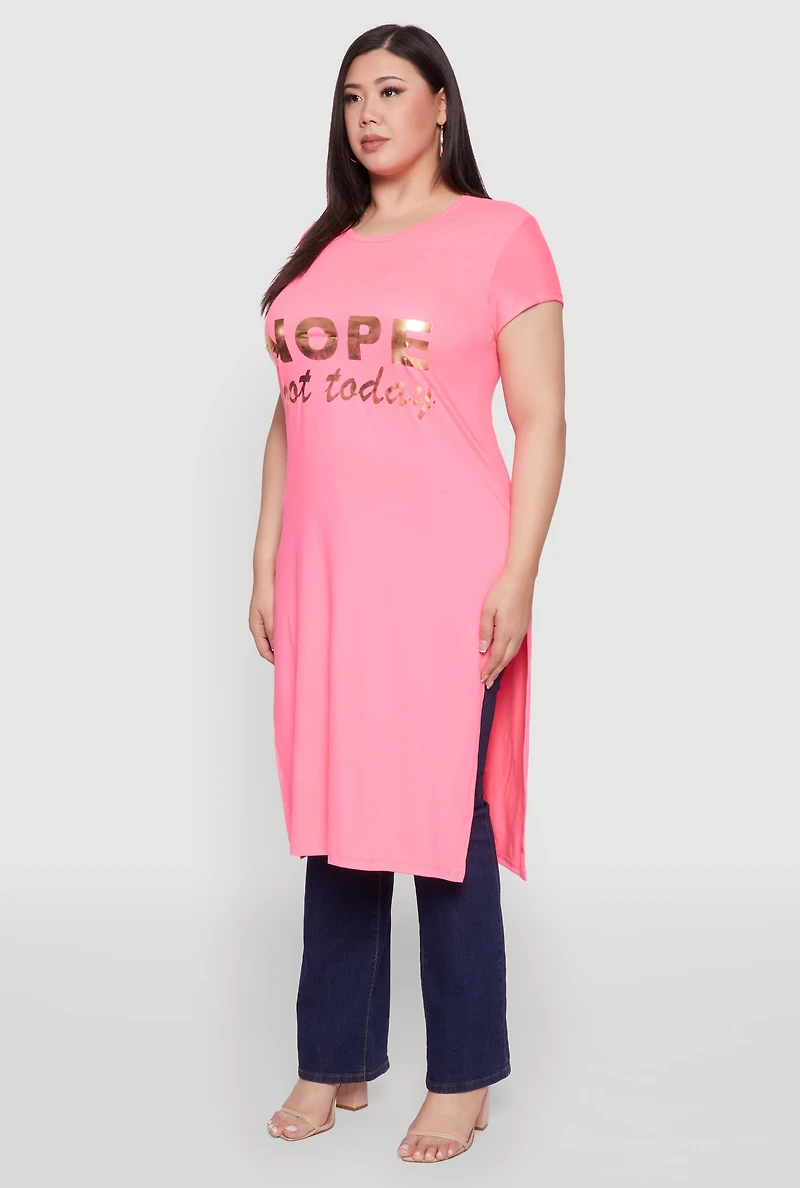 Womens Plus Size Nope Not Today Maxi Top, Pink, Size 4X