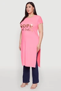 Womens Plus Size Nope Not Today Maxi Top, Pink, Size 4X