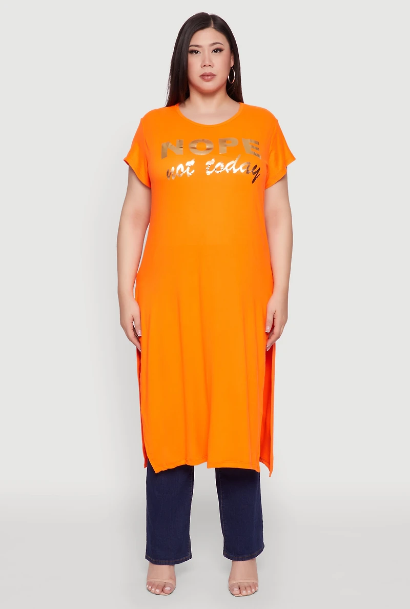 Womens Plus Size Nope Not Today Maxi Top, Orange, Size 1X