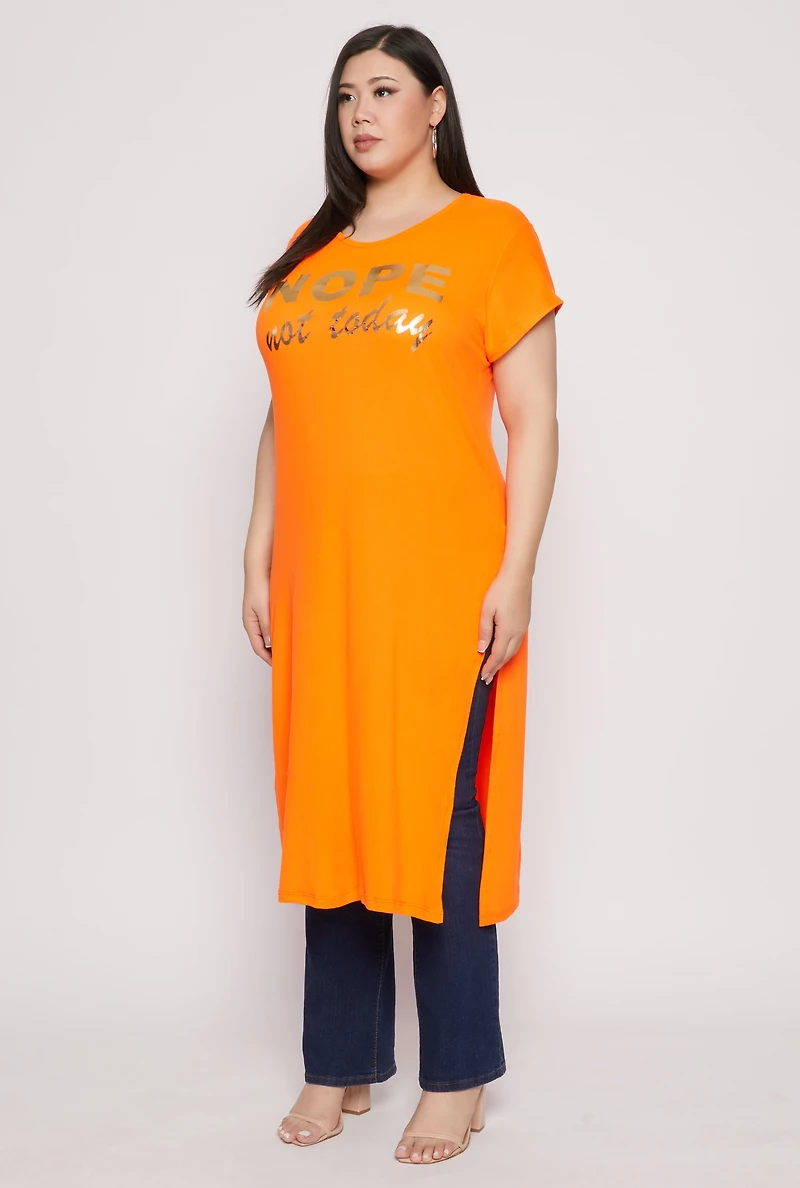 Womens Plus Size Nope Not Today Maxi Top, Orange, Size 1X