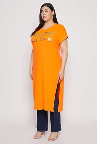 Womens Plus Size Nope Not Today Maxi Top, Orange, Size 1X
