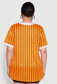 Womens Plus Blessed Pinstripe Baseball Shirt,