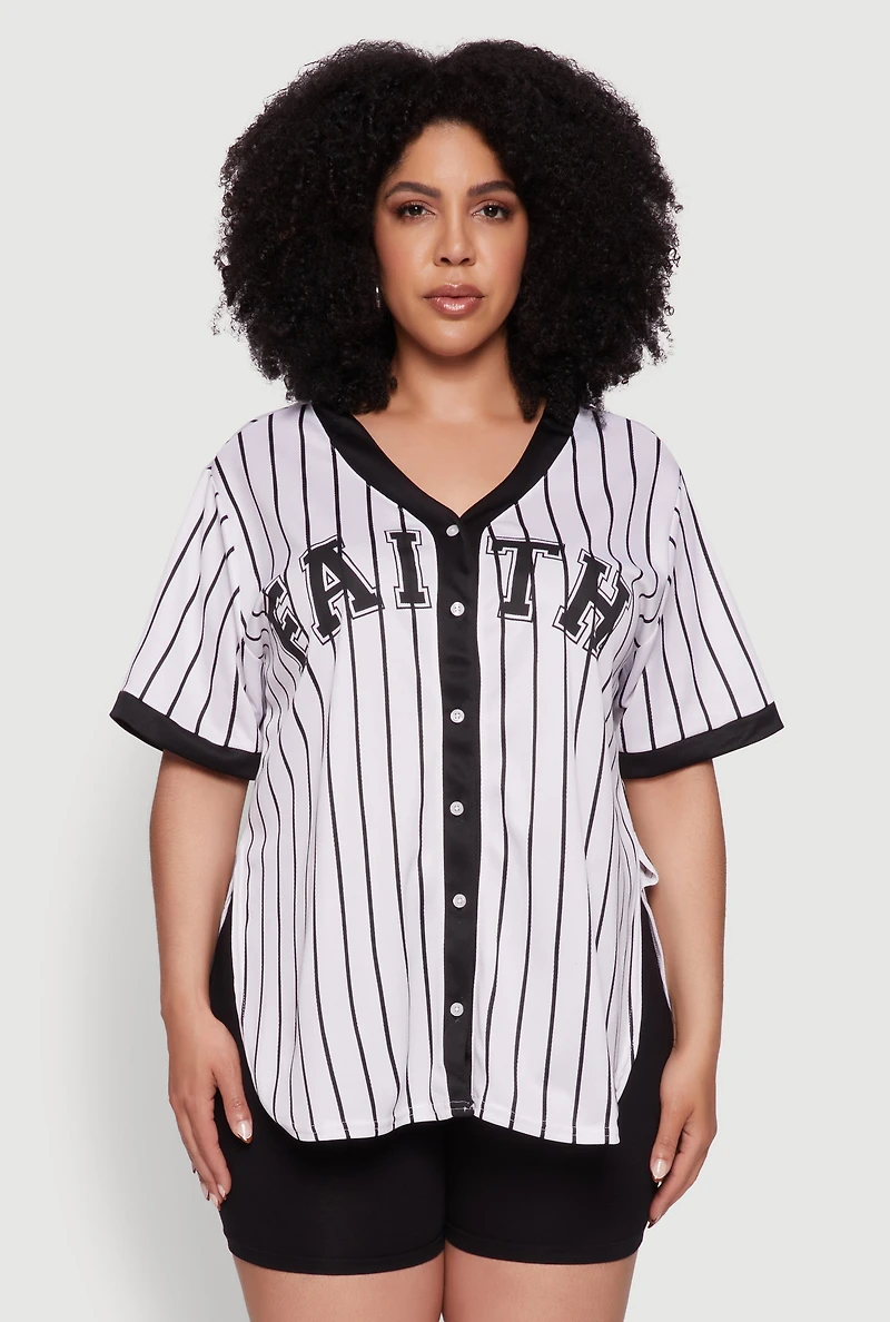 Plus Contrast Trim Faith Graphic Baseball Tee