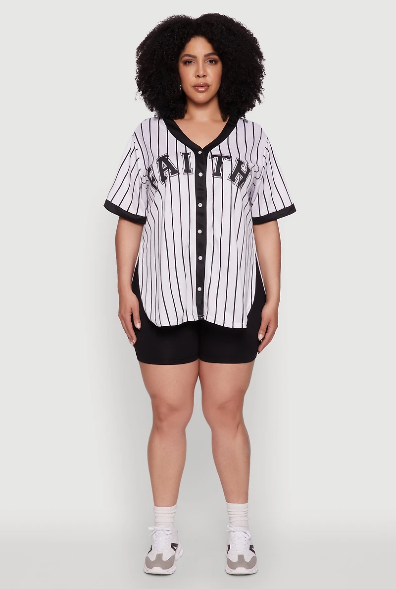 Plus Contrast Trim Faith Graphic Baseball Tee