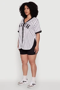 Womens Plus Contrast Trim Faith Graphic Baseball Tee, White,