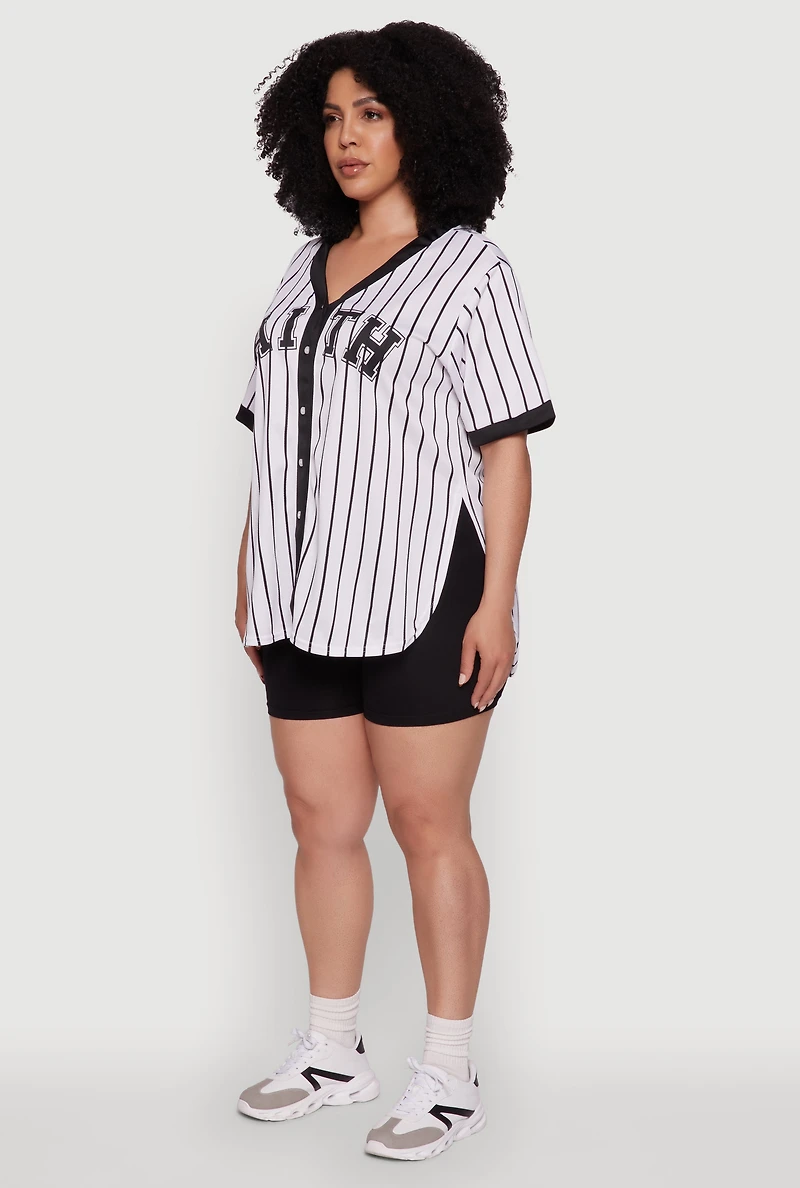 Plus Contrast Trim Faith Graphic Baseball Tee