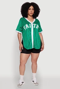 Womens Plus Contrast Trim Faith Graphic Baseball Tee, 1X