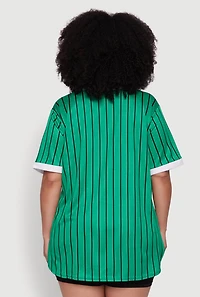 Womens Plus Contrast Trim Faith Graphic Baseball Tee, 1X