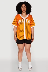 Womens Plus Contrast Trim Faith Graphic Baseball Tee,