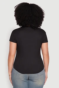 Womens Plus Cut Out Rib Knit Top,