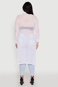 Plus Fishnet Side Slit Maxi Top