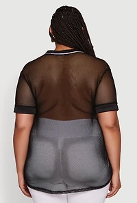 Plus Angel Graphic Short Sleeve V Neck Baseball Shirt