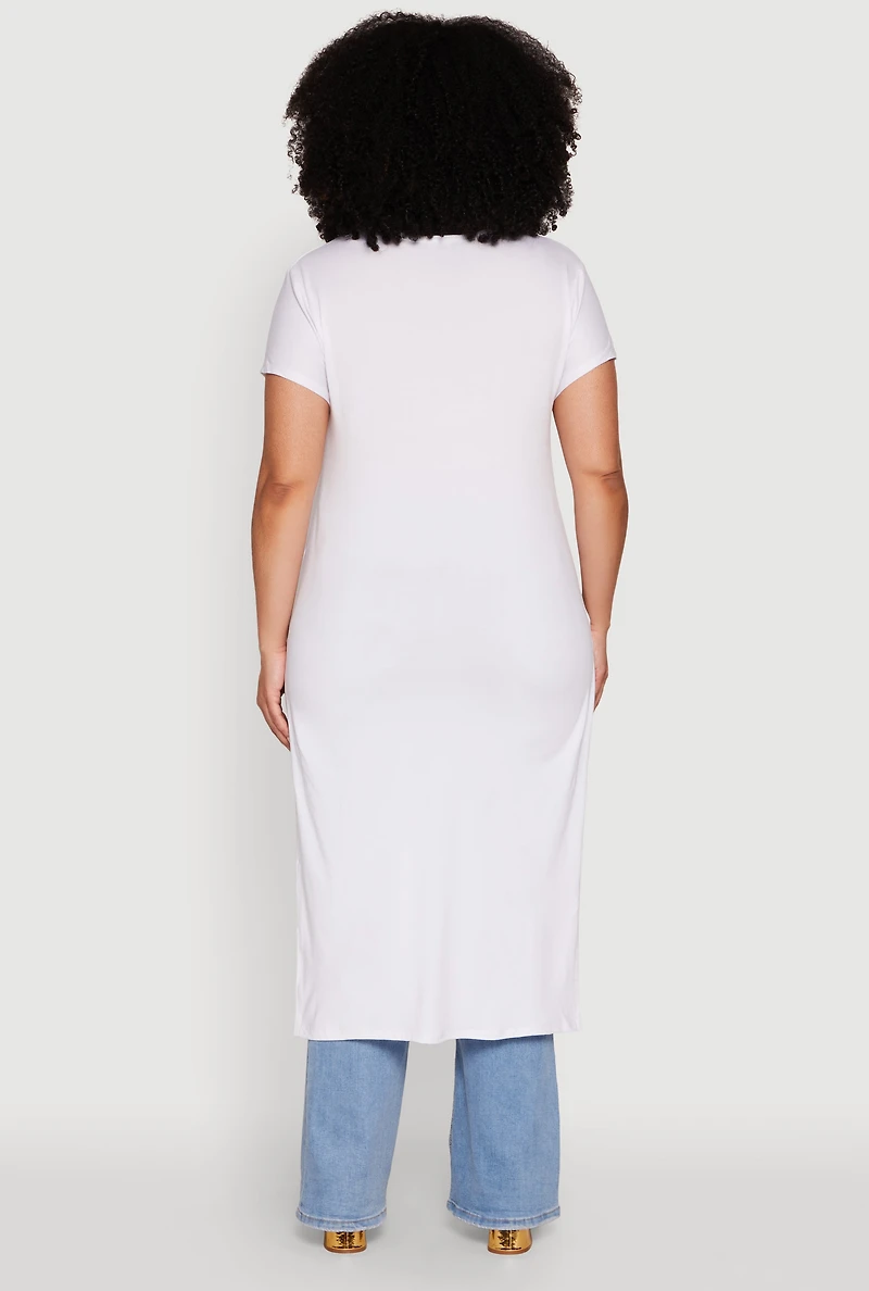 Womens Plus Size Hustle Like A Boss Live Like A Queen Maxi Top, White, Size 3X