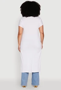 Womens Plus Size Hustle Like A Boss Live Like A Queen Maxi Top, White, Size 3X