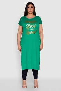 Womens Plus Hustle Like A Boss Live Queen Maxi Top,