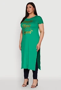 Womens Plus Hustle Like A Boss Live Queen Maxi Top,