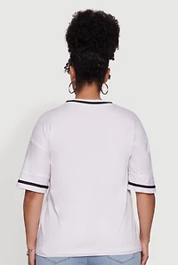 Womens Plus Size Rhinestone Star Faith Graphic T-Shirt, White, Size 4X