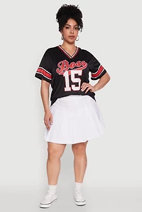 Womens Plus Size Varsity Stripe Boss 15 Graphic Jersey, Black, Size 3X
