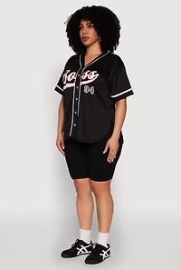 Womens Plus Size Boss 94 Baseball Jersey, Black, Size 2X