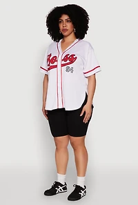 Womens Plus Size Boss 94 Baseball Jersey, White, Size 4X