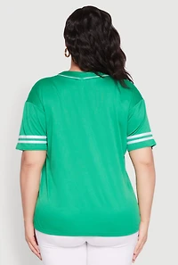 Womens Plus Size Angel Graphic Baseball Tee, Green, Size 3X