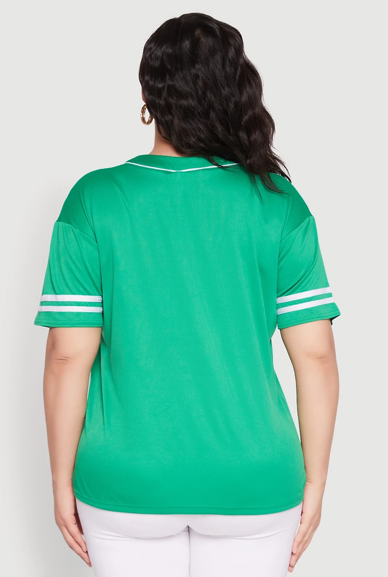Womens Plus Angel Graphic Baseball Tee, 2X