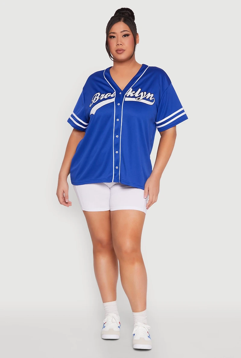 Plus Varsity Stripe Brooklyn Baseball Jersey