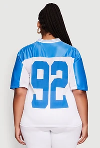 Womens Plus Size Blessed Graphic V-Neck Jersey, White, Size 1X