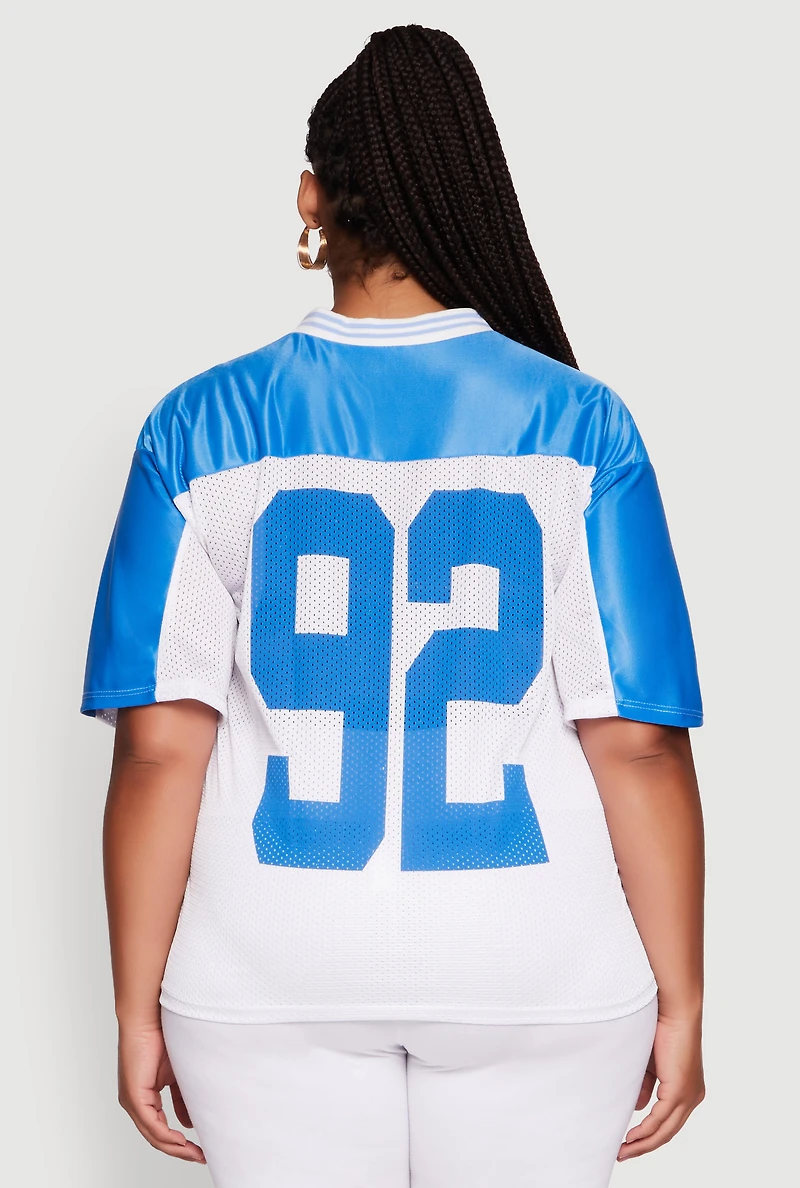 Womens Plus Blessed Graphic V-Neck Jersey, White,