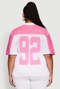 Womens Plus Size Blessed Graphic V-Neck Jersey, White, Size 2X