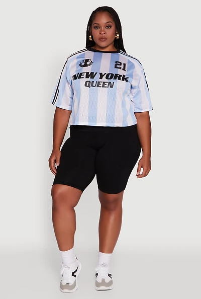 Womens Plus Cropped New York Queen Graphic Tee, 2X