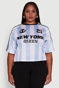 Womens Plus Cropped New York Queen Graphic Tee,