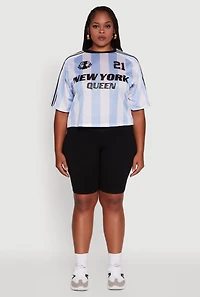 Womens Plus Cropped New York Queen Graphic Tee,