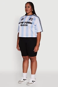 Womens Plus Cropped New York Queen Graphic Tee, 2X