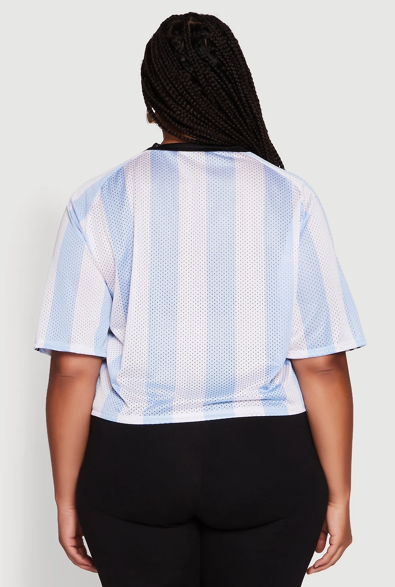 Womens Plus Size Cropped New York Queen Graphic Tee, Blue, Size 2X