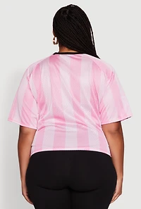 Womens Plus Size Cropped New York Queen Graphic Tee, Pink, Size 3X