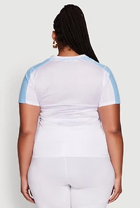 Womens Plus Trendy V-Neck New York Graphic Jersey, White,
