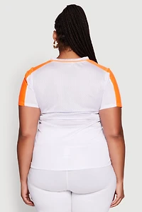 Womens Plus Size Trendy V-Neck New York Graphic Jersey, White, Size 3X