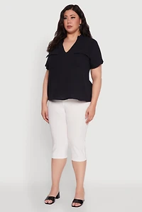 Plus Gauze Knit Cargo Pocket Blouse